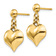 14k Yellow Gold Polished Puffed Heart Dangle Earrings