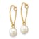 14k Yellow Gold 6-7mm Rice White Freshwater Cultured Pearl Dangle Earrings