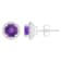 6mm Round Amethyst 1/5 ctw Diamond Rhodium Over Sterling Silver Halo
Stud Earrings