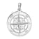Rhodium Over Sterling Silver Polished Nautical Compass Pendant