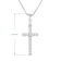 White Cubic Zirconia 14k White Gold Cross Pendant With Chain 0.30ctw