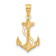 14k Yellow Gold Polished and Textured Anchor Pendant