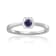 Rhodium Over Sterling Silver Round Blue Sapphire and Moissanite Halo Ring