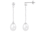 7-7.5mm White Cultured Freshwater Pearl and Cubic Zirconia Rhodium Over
Sterling Silver Earrings