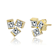 CZ Three-Stone Stud Earrings In 14K Gold Over Brass
