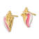 14k Yellow Gold Textured White and Pink Enamel Conch Shell Stud Earrings