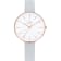 Obaku Women's Viol White Dial with Rose Accents Gray Leather Strap Watch