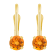4mm Round Citrine 14k Yellow Gold Drop Earrings