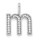 14K White Gold Diamond Lower Case Letter M Initial Pendant