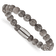 Stainless Steel Polished Light Brown Jade Bead Stretch Bracelet