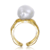 Pear Shape Freshwater Pearl Open Band Ring In 14K Gold Over Sterling Silver