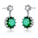 Emerald Color CZ Circle Drop Earrings In Sterling Silver