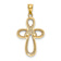 14K Two-tone Gold  Polished Pink Ribbon Cross Pendant