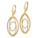 14k Yellow Gold Textured and Polished Triple Oval Dangle Earrings