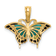 14k Yellow Gold Small Aqua Enamel Wings Butterfly Pendant