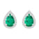 7x5mm Pear Shape Created Emerald And Created White Sapphire 10k White
Gold Halo Stud Earrings