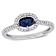 Blue Sapphire and Diamond 14K White Gold Halo Ring 0.78ctw