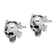 Rhodium Over Sterling Silver Antiqued Enameled Skull Post Earrings