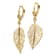 14K Yellow Gold Polished Leaf Leverback Earrings