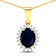 1.30ctw 14K Yellow Gold Blue Sapphire and White Diamond Pendant with 18
inch Cable Chain
