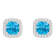 5mm Cushion Blue Topaz 1/5 ctw Diamond Rhodium Over Sterling Silver Halo
Stud Earrings