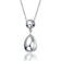 Double Bead Drop Pendant Necklace In Rhodium Over Brass
