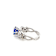 Round Tanzanite and White Diamond 10K White Gold Flower Ring