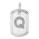 Rhodium Over 14k White Gold Diamond Initial Q Dog Tag Charm