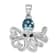 Rhodium Over Sterling Silver Polished Blue Crystal Octopus Pendant