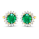 1.36ctw 14K Yellow Gold  Zambian Green Emerald and White Diamond Halo Earrings