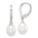 Rhodium Over Sterling Silver White 7-8mm Freshwater Cultured Pearl and
CZ Leverback Earrings