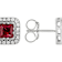Lab Ruby And White Sapphire Square Stud Earrings In PlatInum Over
Sterling Silver