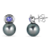 14KW Earrings 10-11mm Tahitian Cultured Pearl 0.63 CT Blue Tanzanite