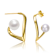 Freshwater Pearl Open Geometric Drop Earrings In 14K Gold Over Sterling Silver