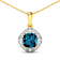 2.15ctw 14K Yellow Gold Blue London Blue Topaz and White Diamond Pendant
with 18 inch Cable Chain