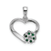 Rhodium Over 14k White Gold Heart and Flower Pendant with Diamond and Emerald