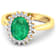 1.19ctw Green Emerald and Diamond 14K Yellow Gold Halo Ring