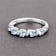 Sky Blue Aquamarine and White Topaz Sterling Silver 5 Stone Band Ring