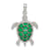 Rhodium Over Sterling Silver Polished Enameled Green Sea Turtle Pendant