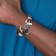 Brown Leather and Stainless Steel Polished Functional Compass 8.5-inch Bracelet