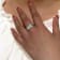 Oval Emerald and Round Moissanite Sterling Silver Wide Band Ring