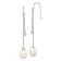 Rhodium Over Sterling Silver 9-10mm Freshwater Cultured Pearl and CZ
Dangle Earrings