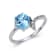 Round Blue Topaz with White Topaz Accents Sterling Silver Bypass Ring
