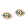 10k Yellow Gold Polished Blue and Clear Cubic Zirconia Evil Eye Stud Earrings