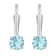 4mm Round Aquamarine Rhodium Over 14k White Gold Drop Earrings