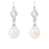 7-7½mm White Cultured Freshwater Pearl and Cubic Zirconia Rhodium Over
Sterling Silver Earrings
