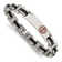 Stainless Steel Black Rubber Red Enamel 8-inch Medical Bracelet