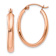 14k Rose Gold 1" Polished Half-Round Oval Hoop Earrings