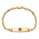 14k Yellow Gold Medical Soft Diamond Shape Red Enamel Mariner Link ID Bracelet