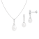 7-8mm Drop White Freshwater Pearl and CZ Rhodium Over Sterling Earring
and Pendant W/Chain Set